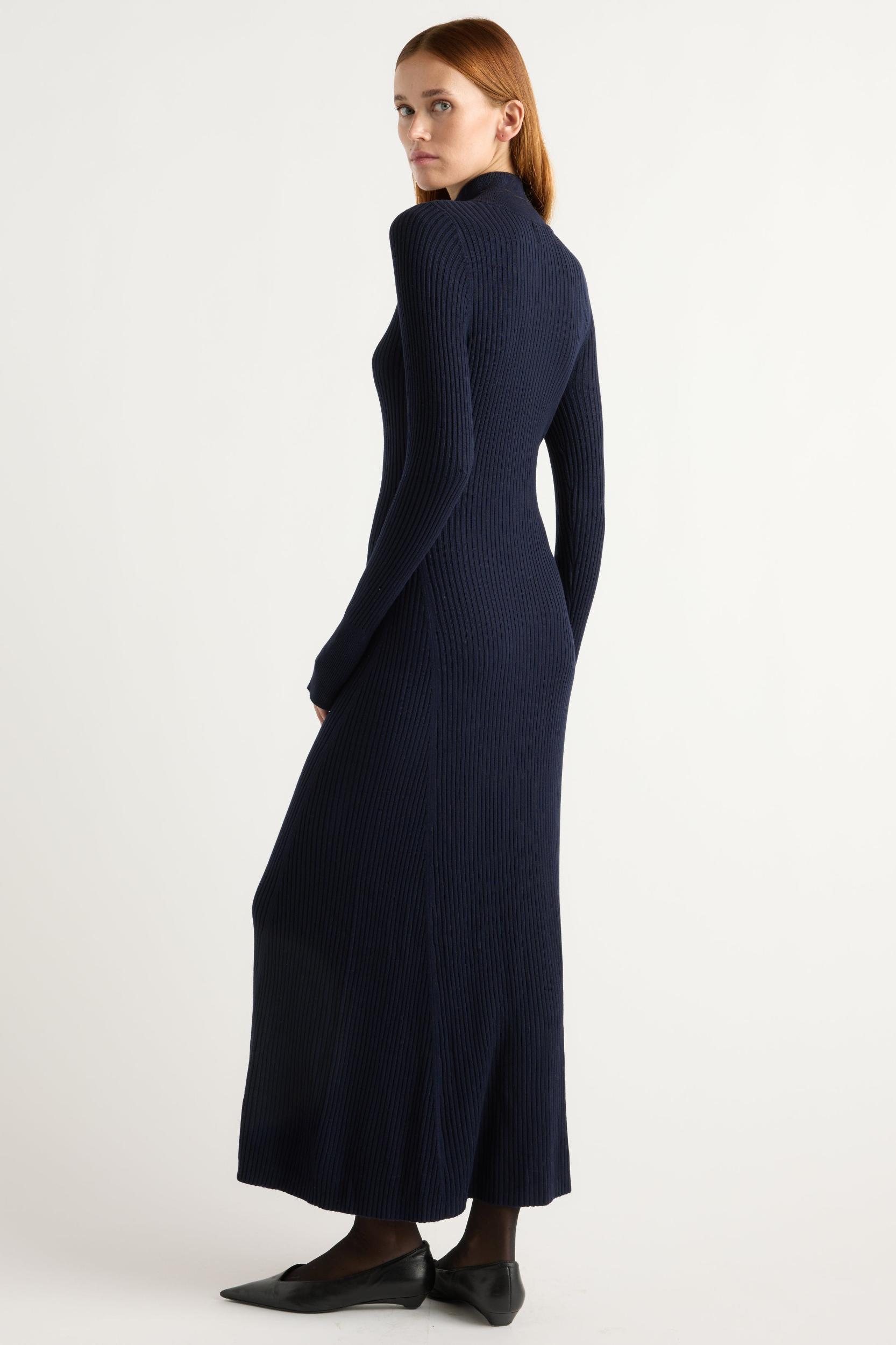 Janne Ribbed Two-Way Zip Sweater Dress Product Image