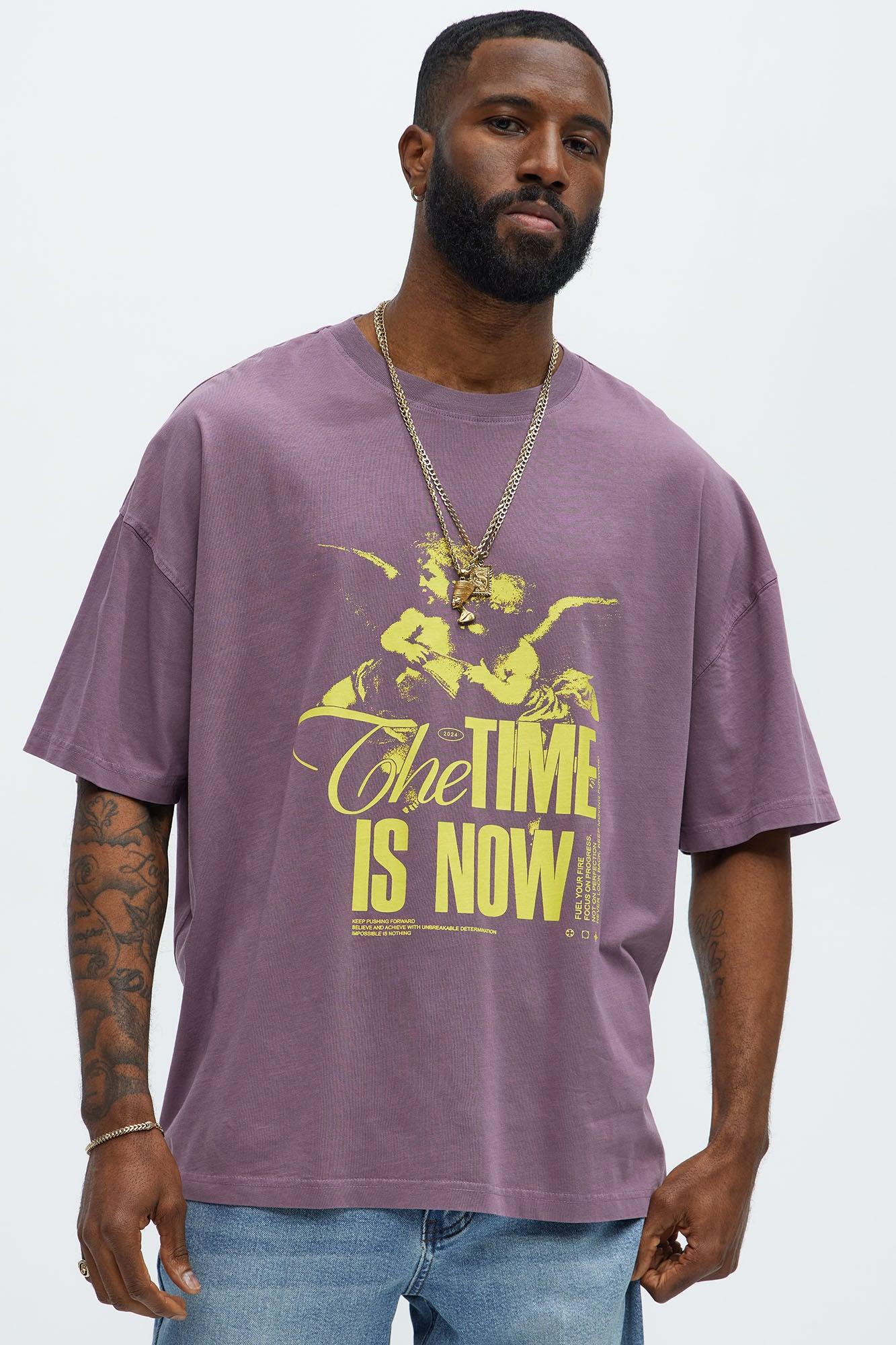 The Time Is Now Oversized Short Sleeve Tee - Purple Product Image