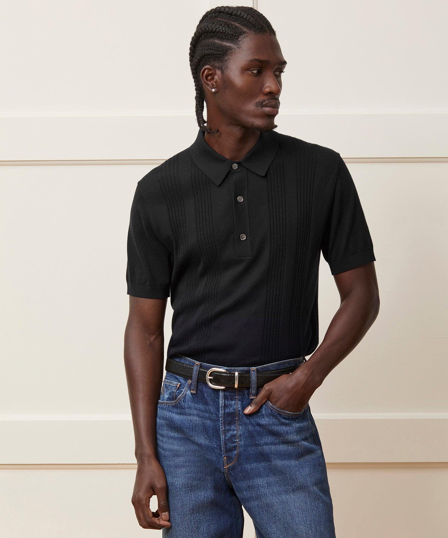 Silk-Cotton Ribbed Sweater Polo Product Image