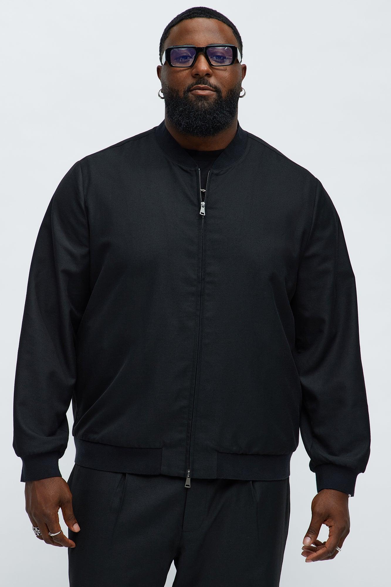 Slim Modern Two-Way Zipper Everyday Bomber - Black Male Product Image