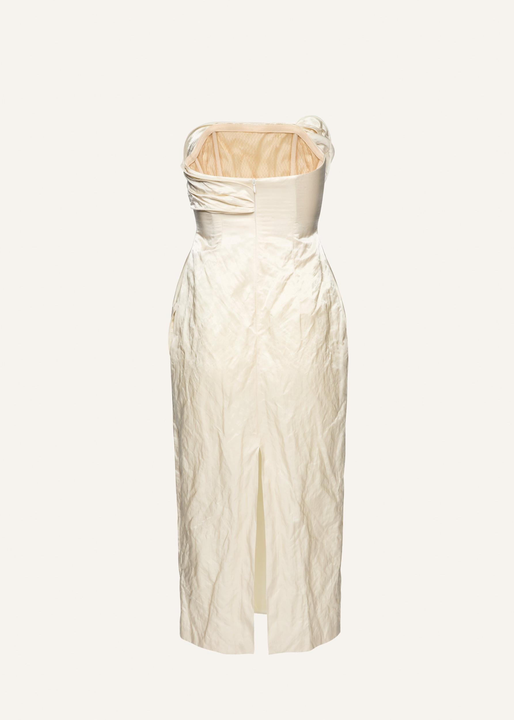 Strapless ruched dress in cream Product Image