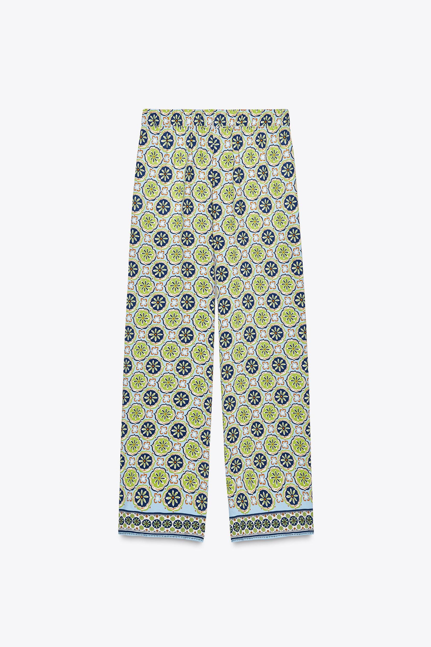 PRINTED WIDE LEG PANTS Product Image
