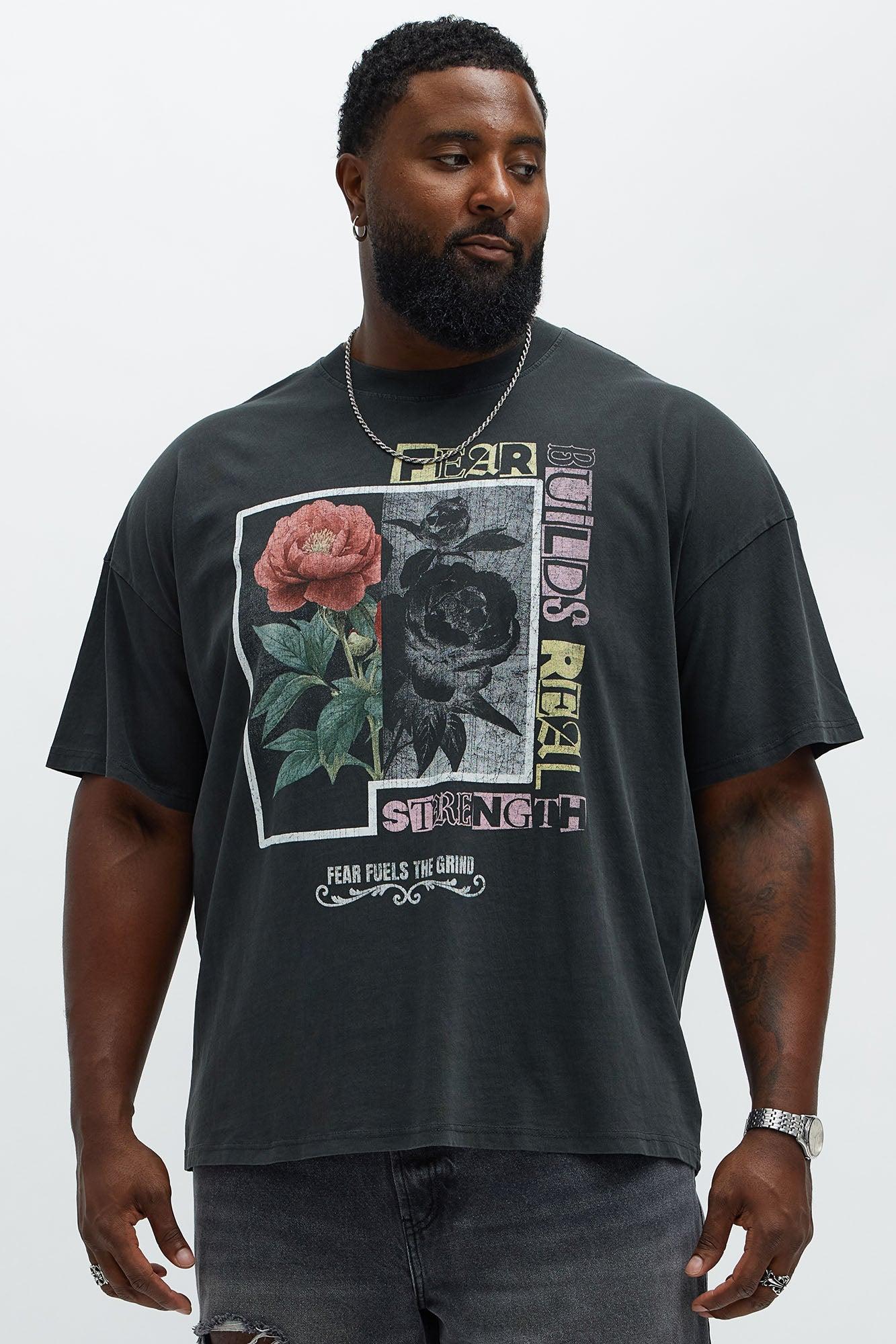 Fear Builds Real Strength Oversized Short Sleeve Tee - Black Wash Product Image
