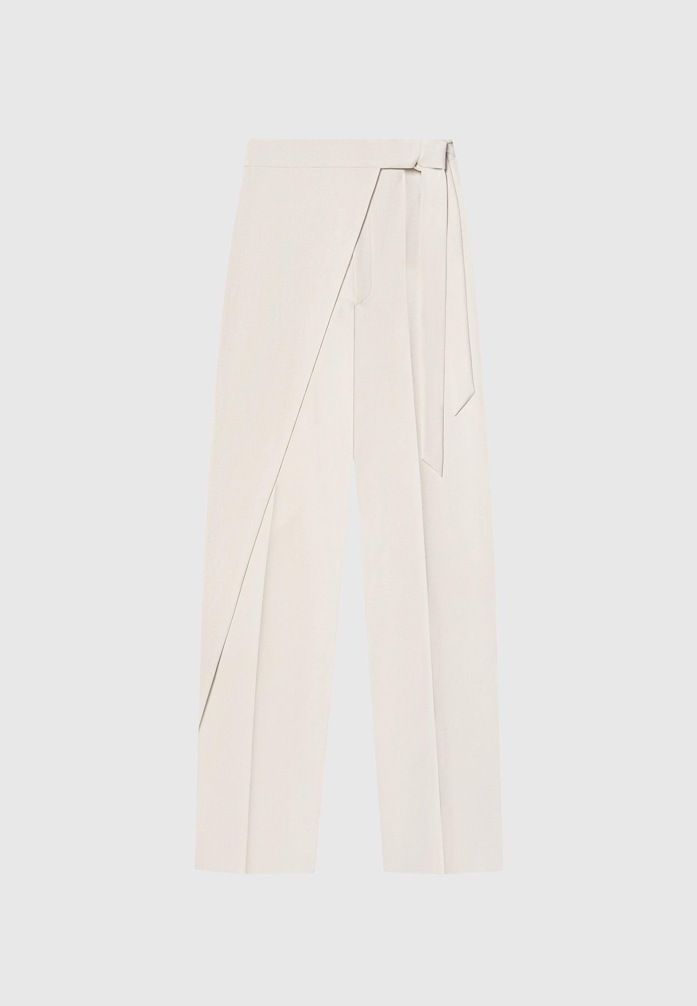 Tailored Wrap Trousers with Tie - Light Beige Female Product Image