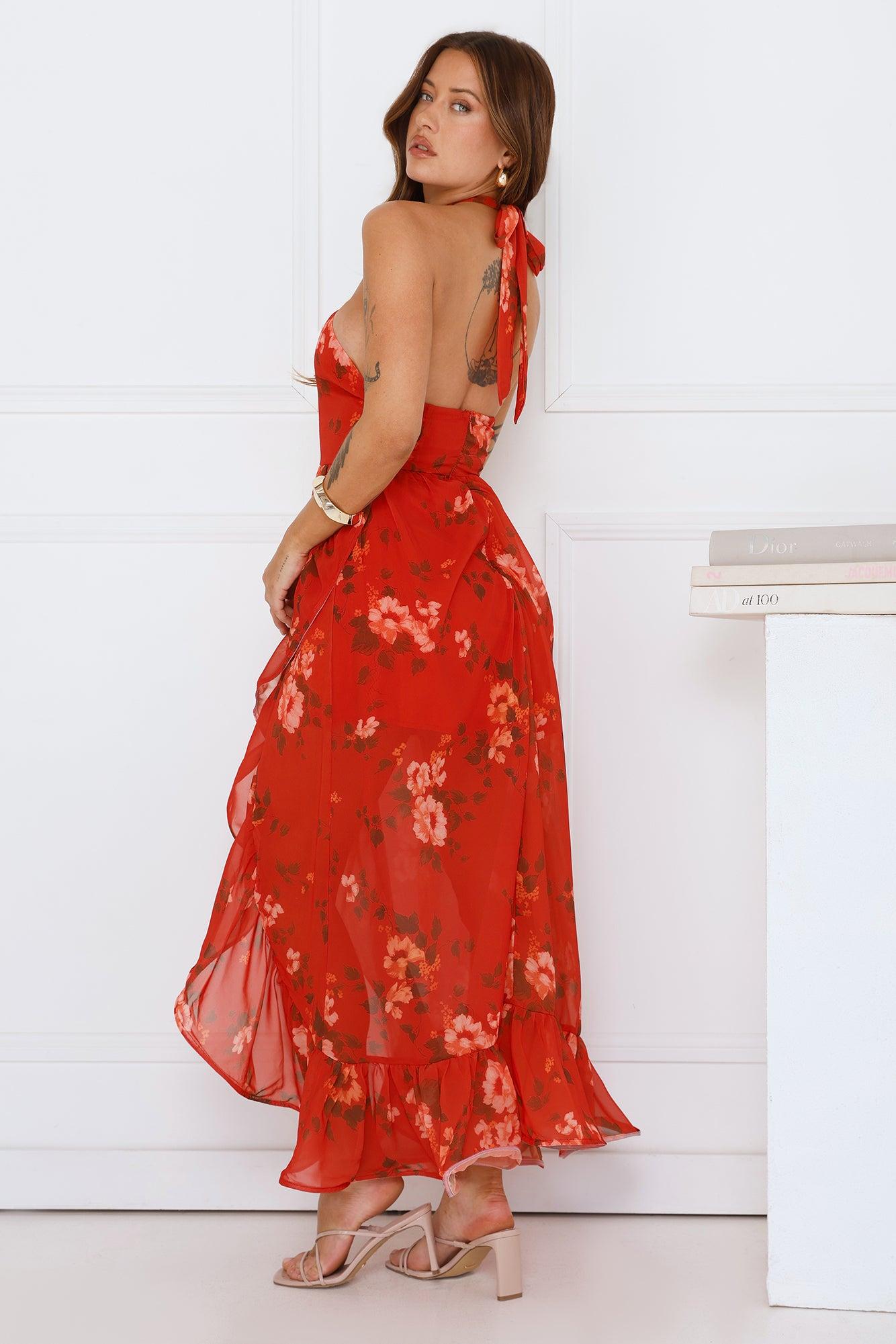 High Sun Halter Maxi Dress Orange Product Image