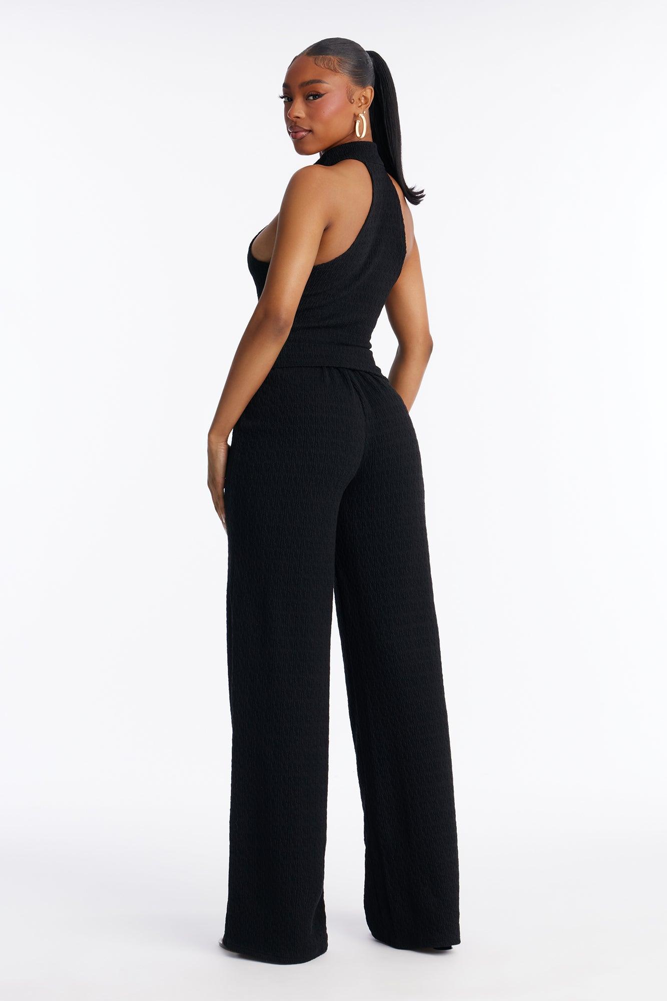 Gabriella Textured Asymmetrical Pant Set - Black Female Product Image