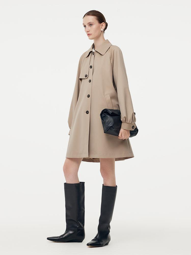 Worsted Wool Blend Waterproof Women Trench Coat Product Image