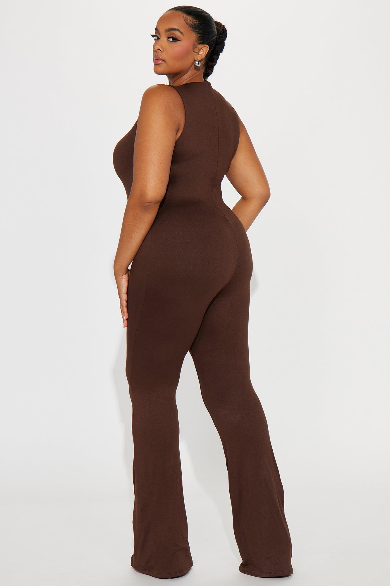 Got Me Obsessed Double Lined Jumpsuit  - Chocolate Product Image