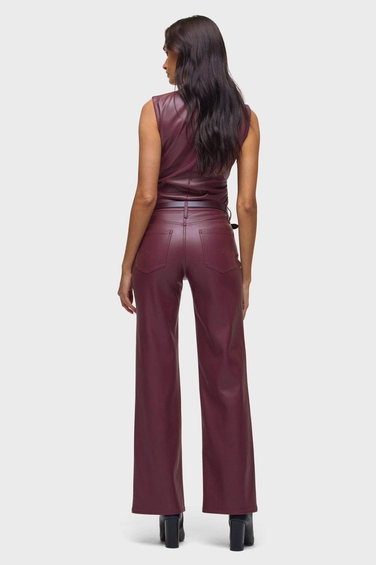 Vegan Leather Top W Side Seam Ruching Female Product Image