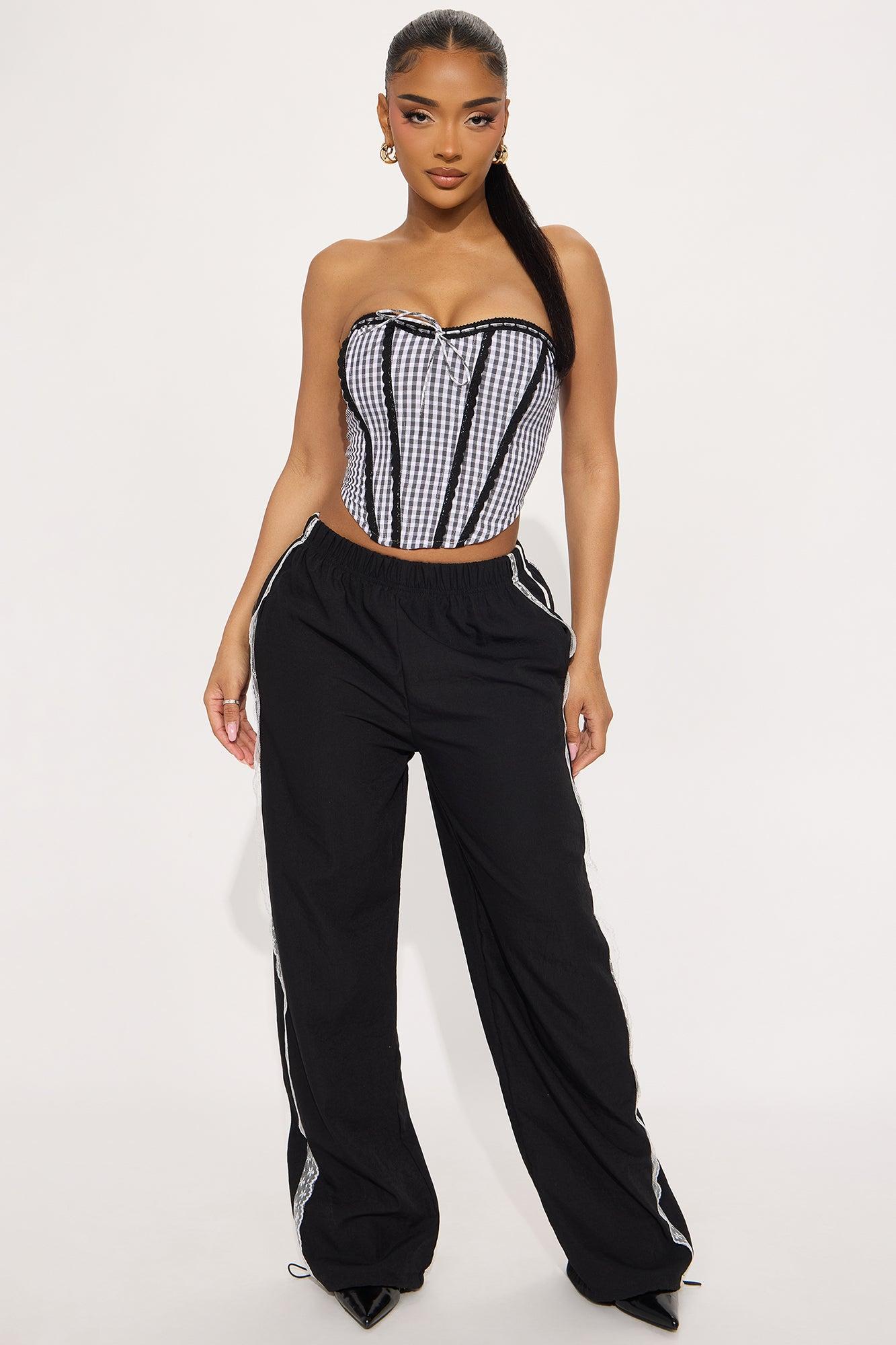 Life's A Picnic Gingham Corset Top - Black/White Product Image