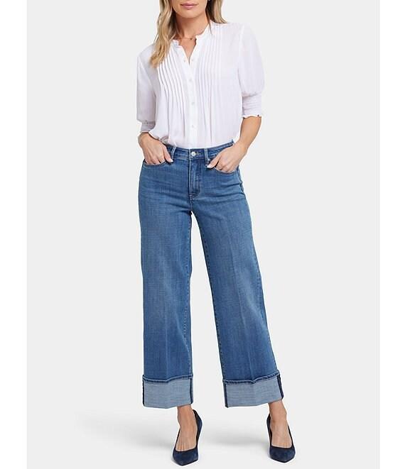 NYDJ Petite Size Teresa Wide Leg High Rise Cuffed Jeans Product Image