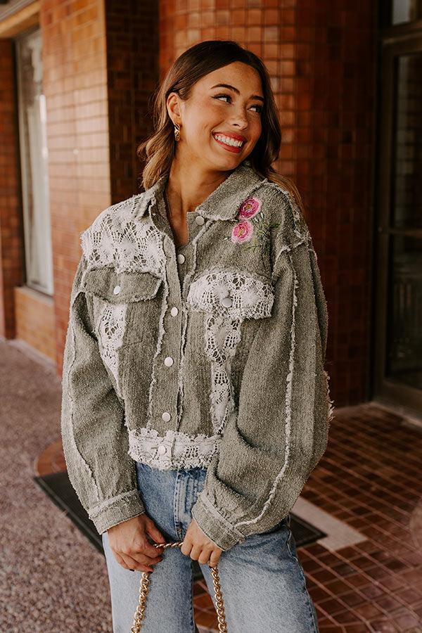 Boho Lifestyle Embroidered Jacket in Sage Product Image