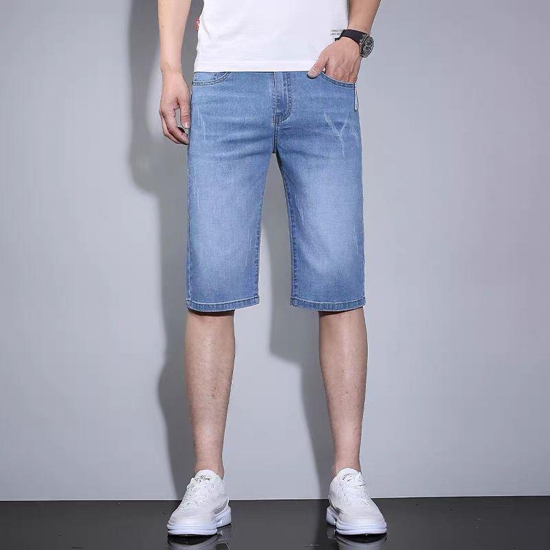 Mid Rise Washed Denim Shorts Product Image