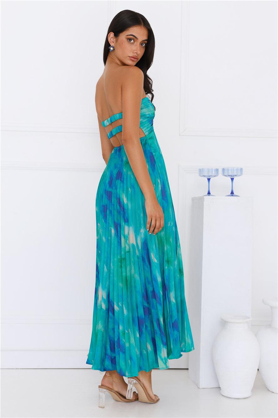 Twist And Turn Strapless Maxi Dress Green Product Image
