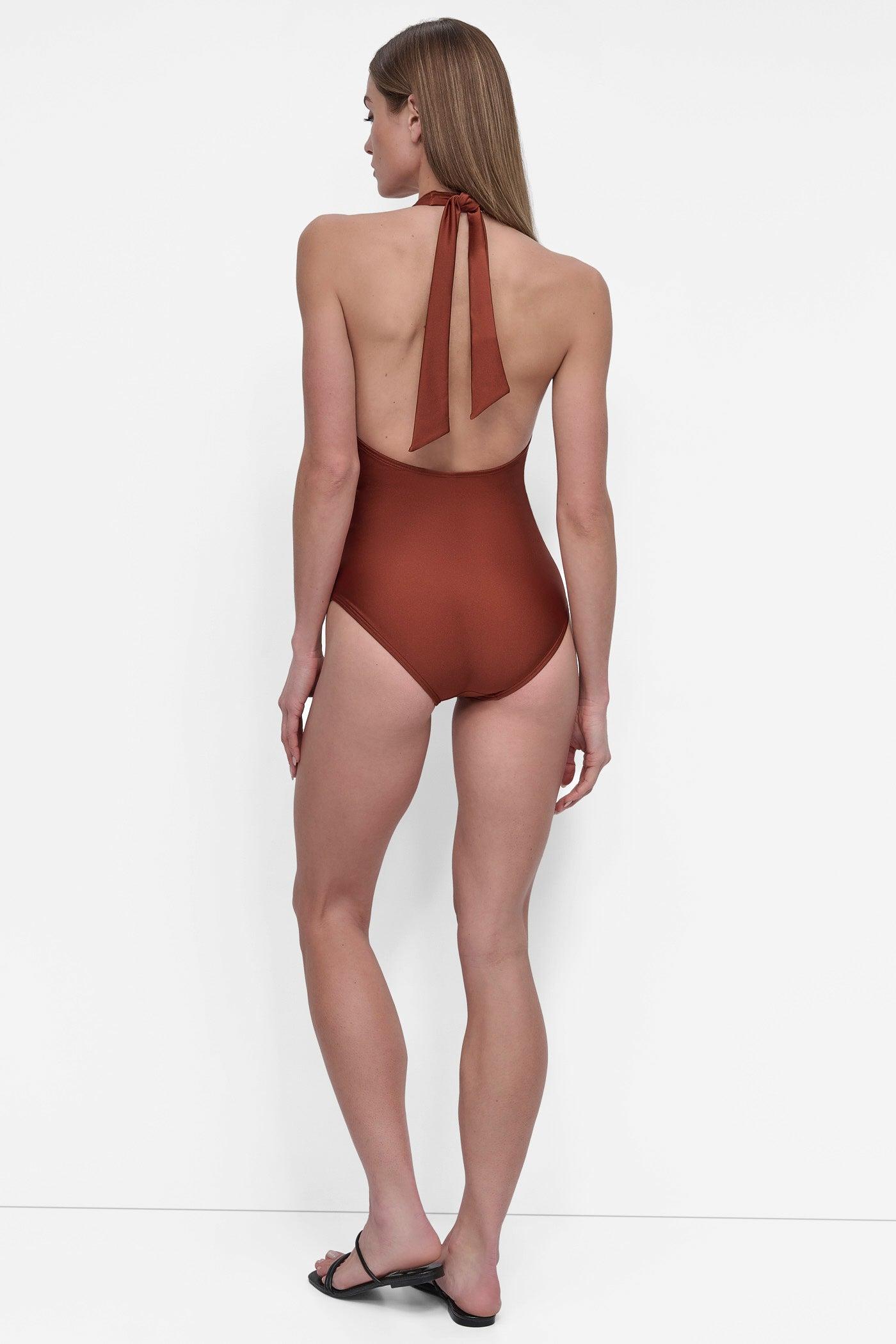 SHIRRED HALTER ONE PIECE Product Image
