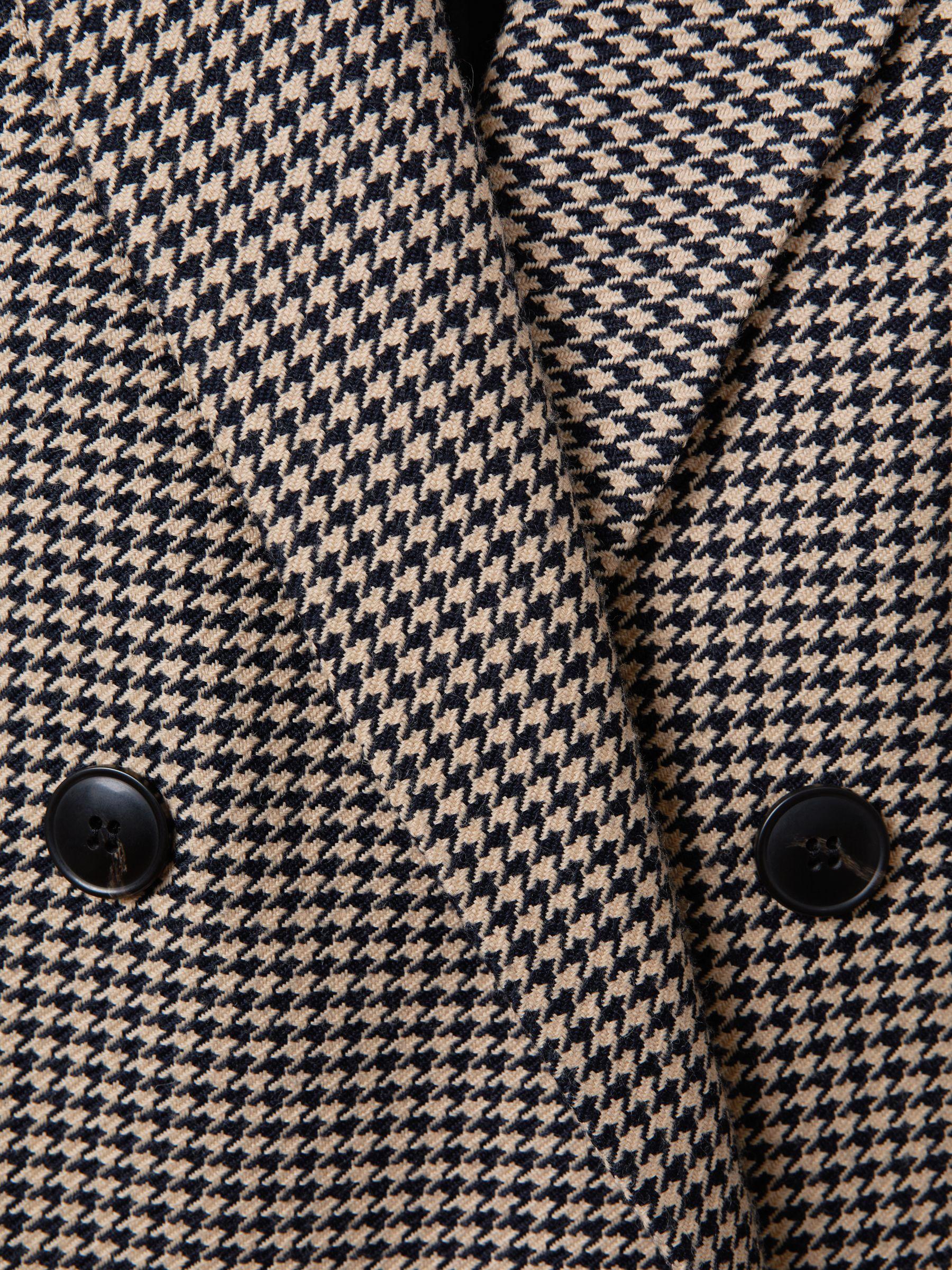 Ella Black/Camel Petite Wool Blend Double Breasted Dogtooth Blazer Product Image