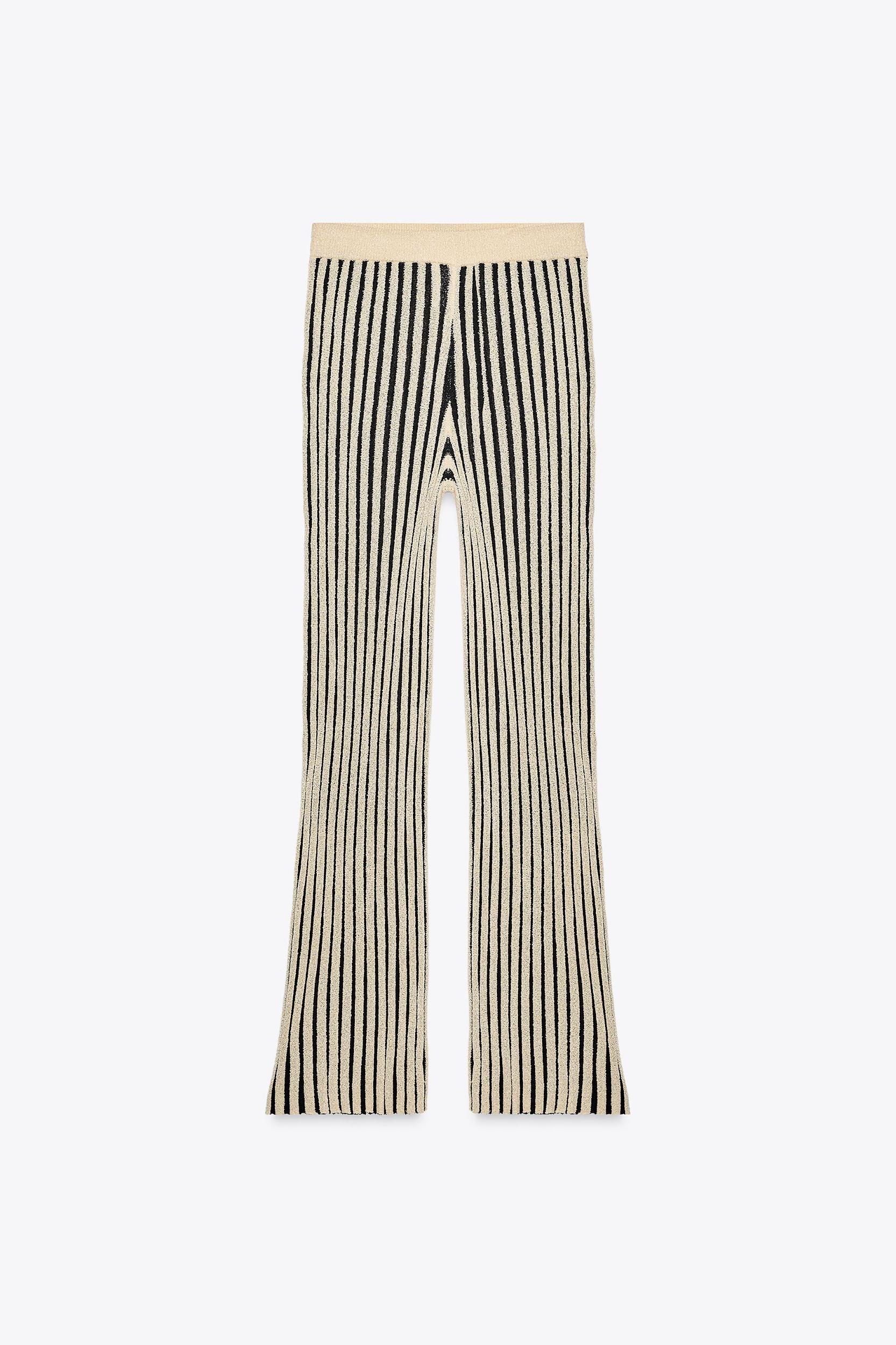 STRIPED CUT KNIT PANTS Product Image