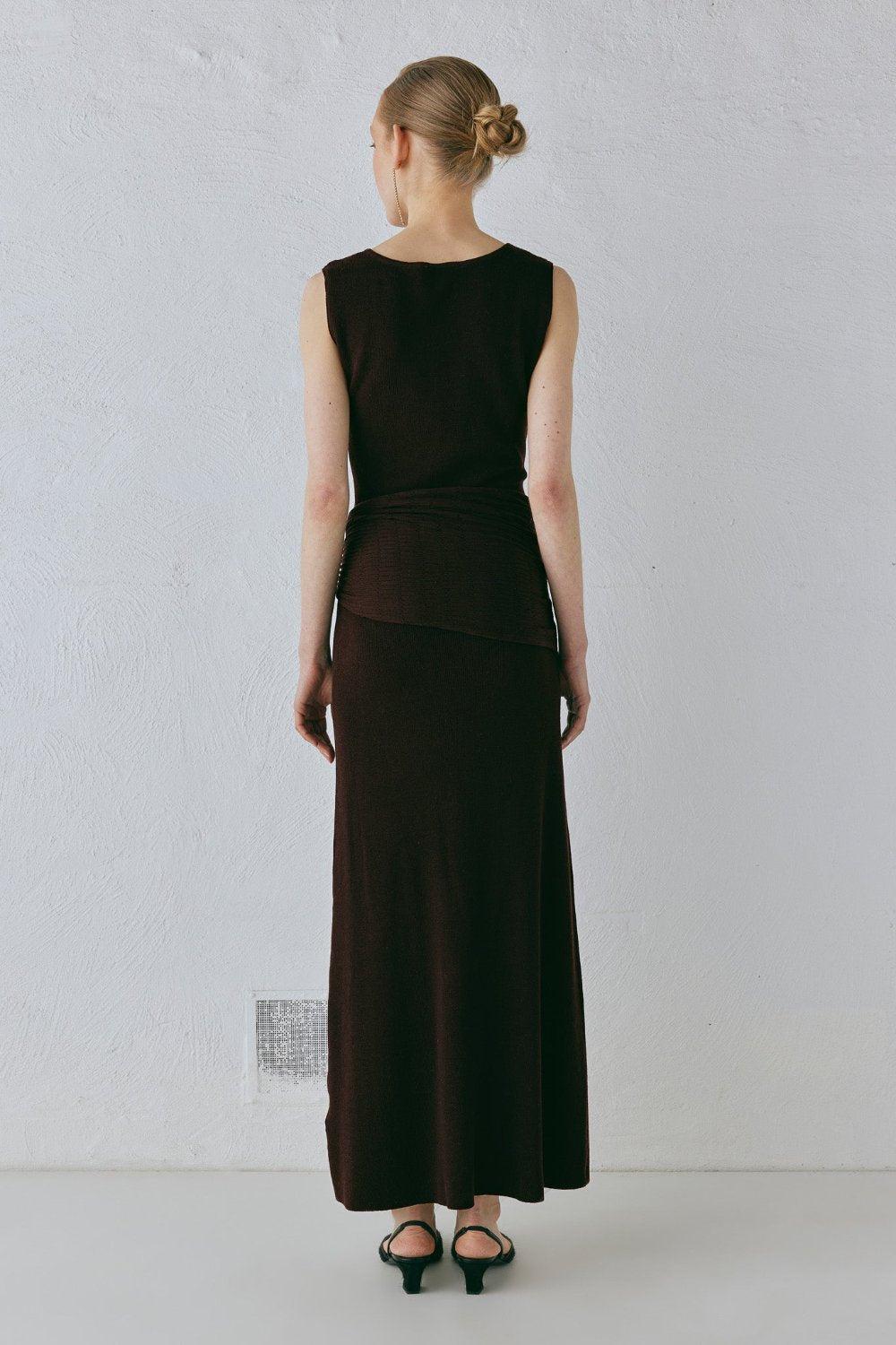 Gia Knit Midi Dress Dark Chocolate Product Image