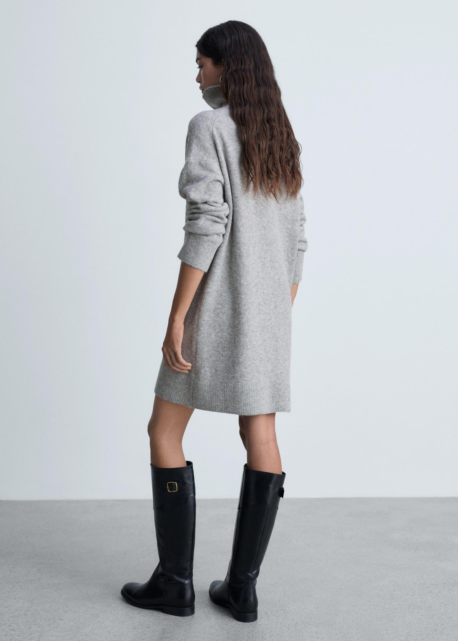 Short knitted turtleneck dress - Women | MANGO USA Product Image