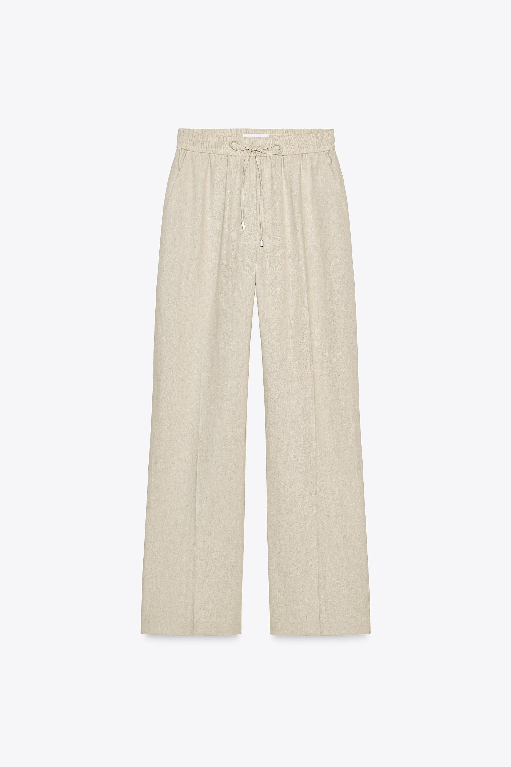 LINEN BLEND STRAIGHT PANTS Product Image
