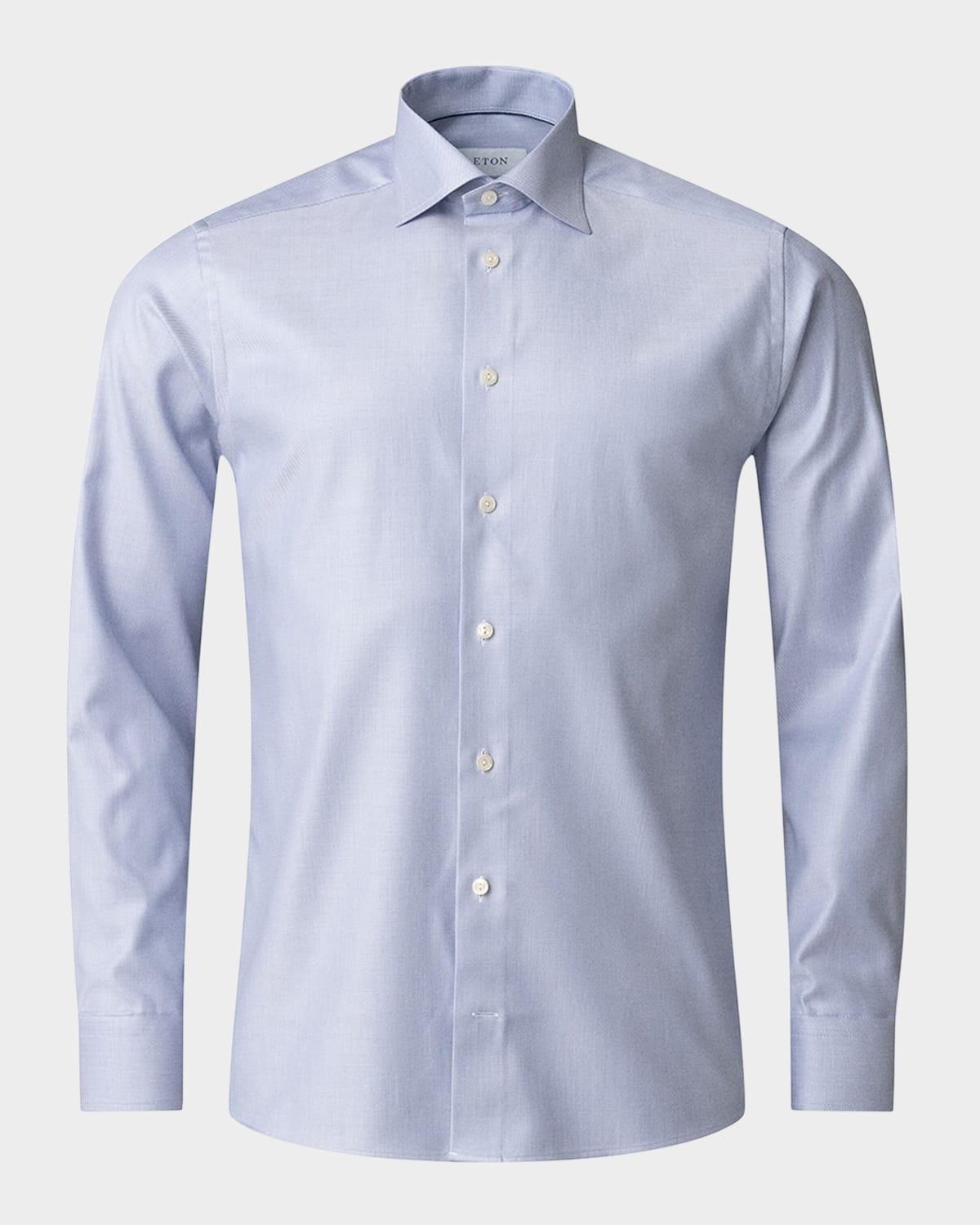 Mens Contemporary-Fit Mlange Solid Cotton-Lyocell Shirt Product Image