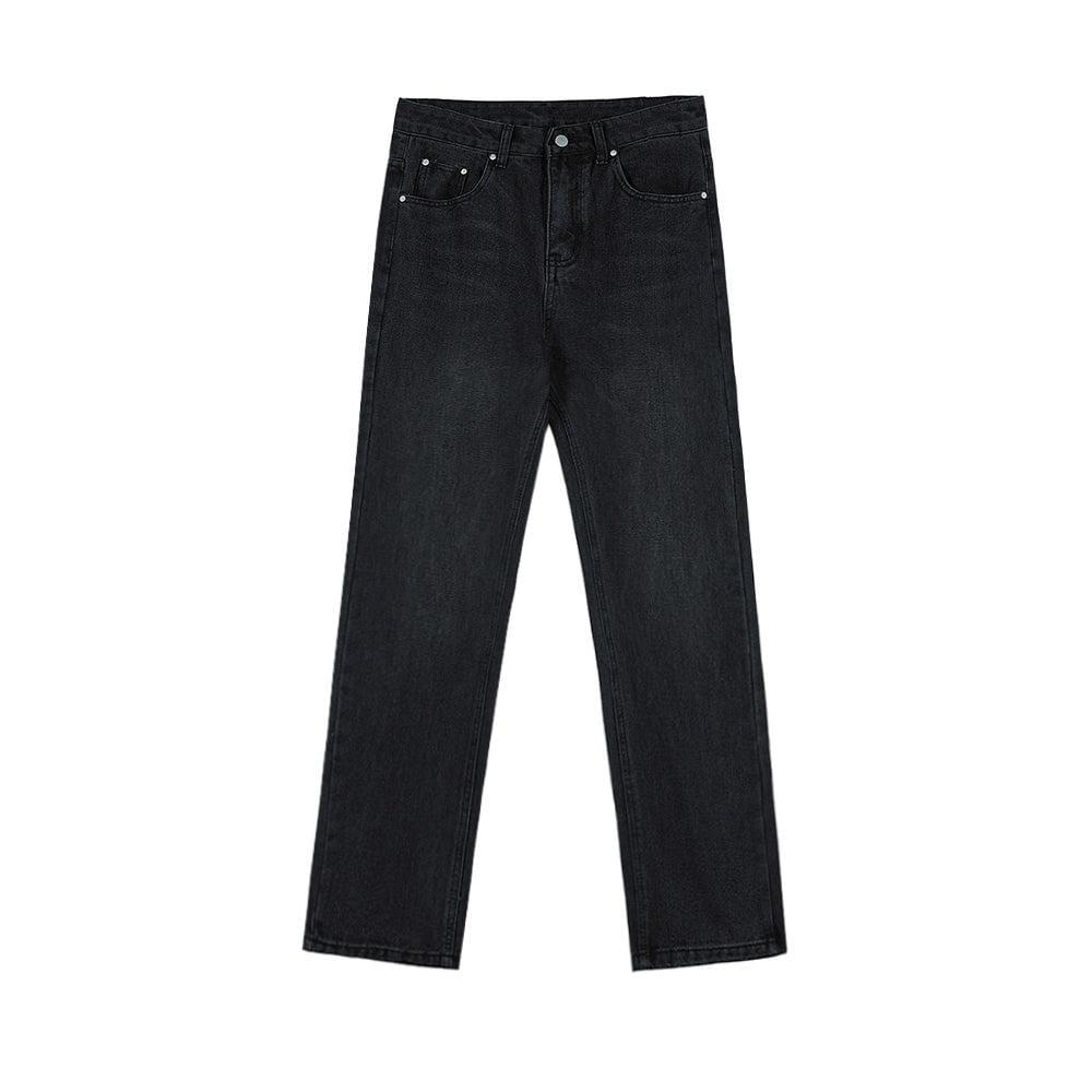 RT No. 3155 WASHED BLACK WIDE STRAIGHT PANTS Product Image