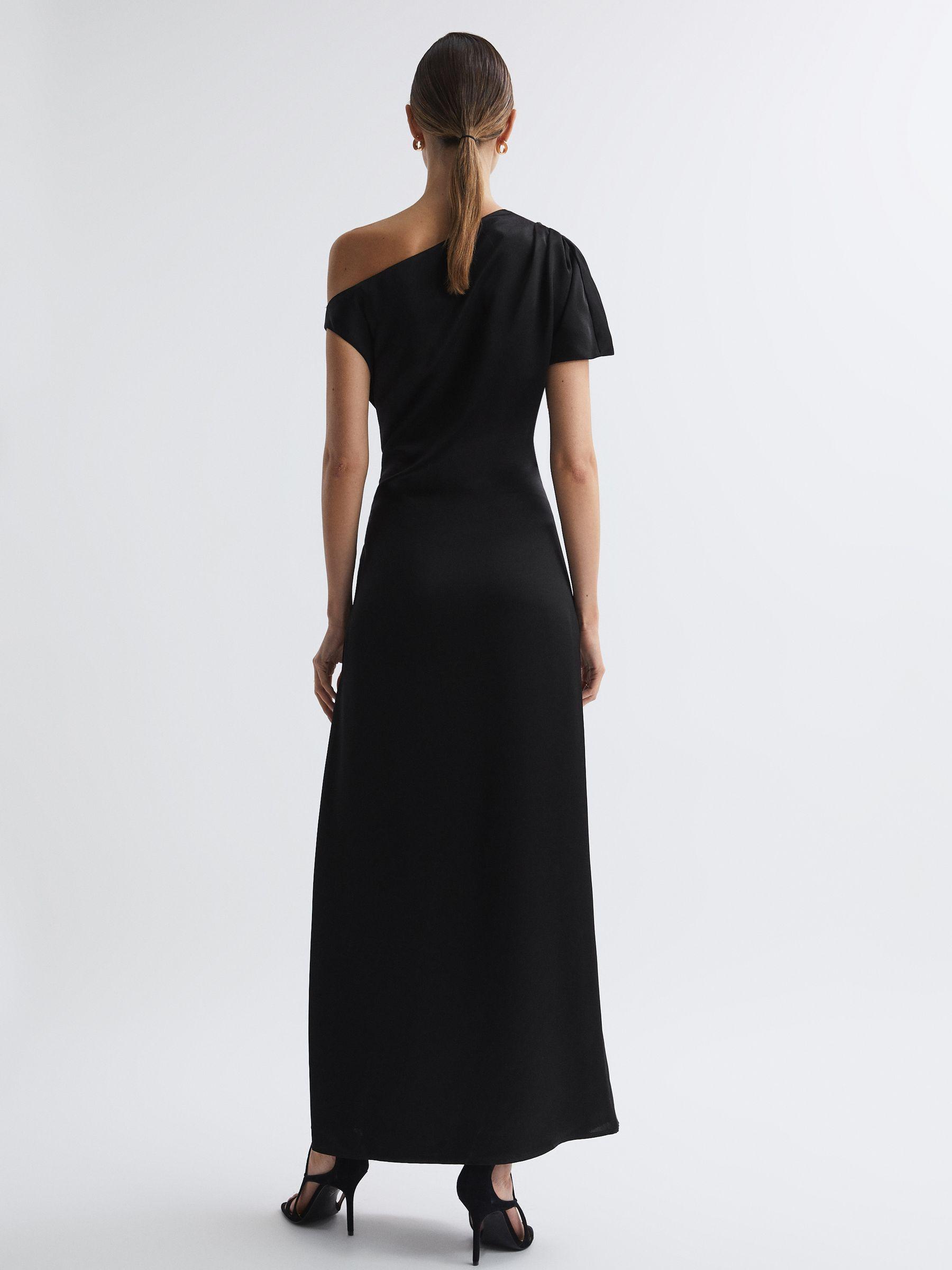 Anna Quan Satin Draped Maxi Dress in Black Product Image