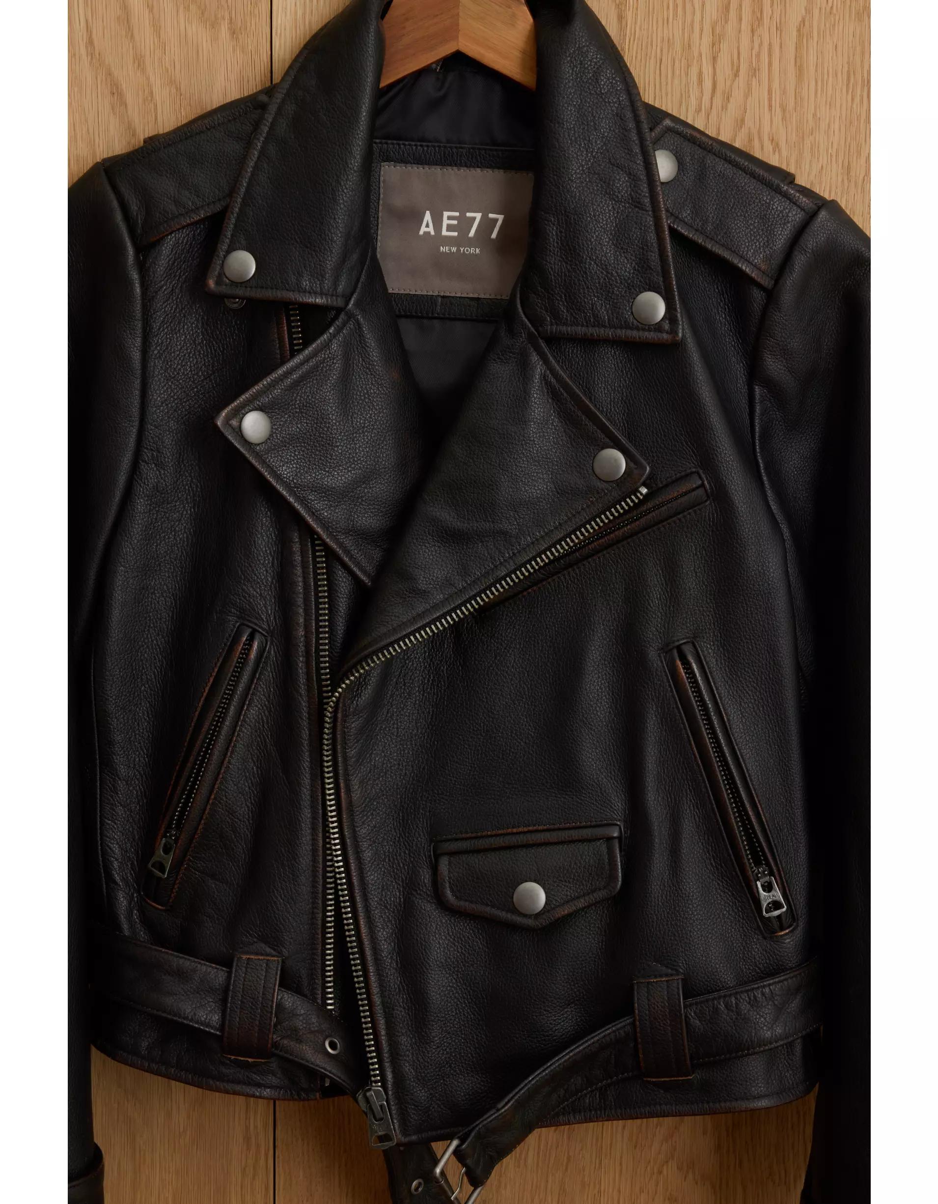 AE77 Leather Biker Jacket Product Image