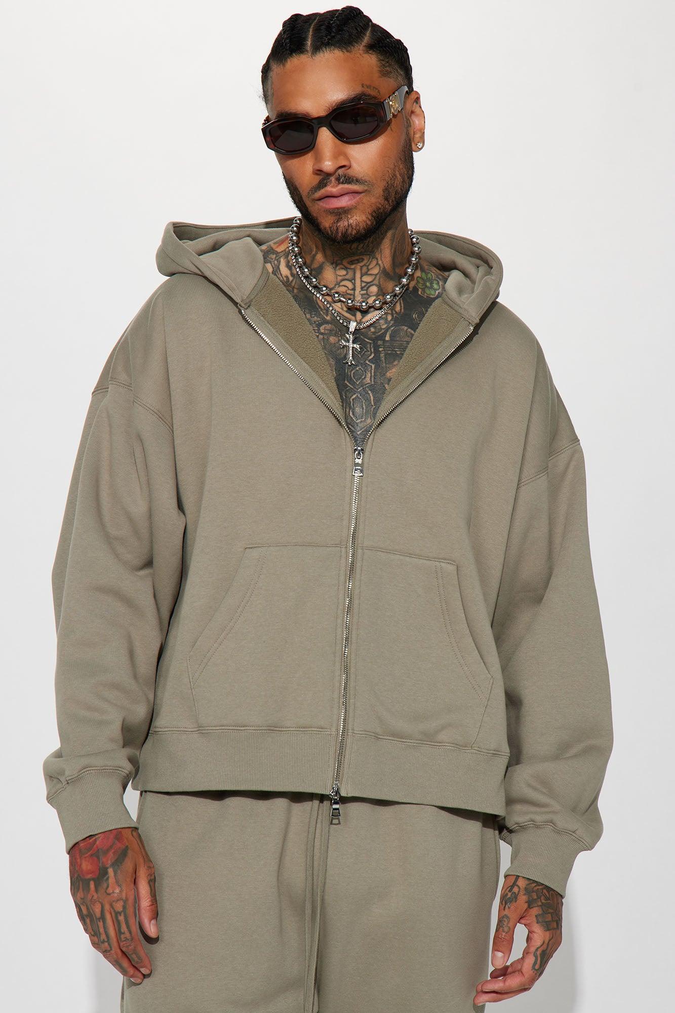 Tyson Oversized Heavyweight Zip Up - Olive Product Image