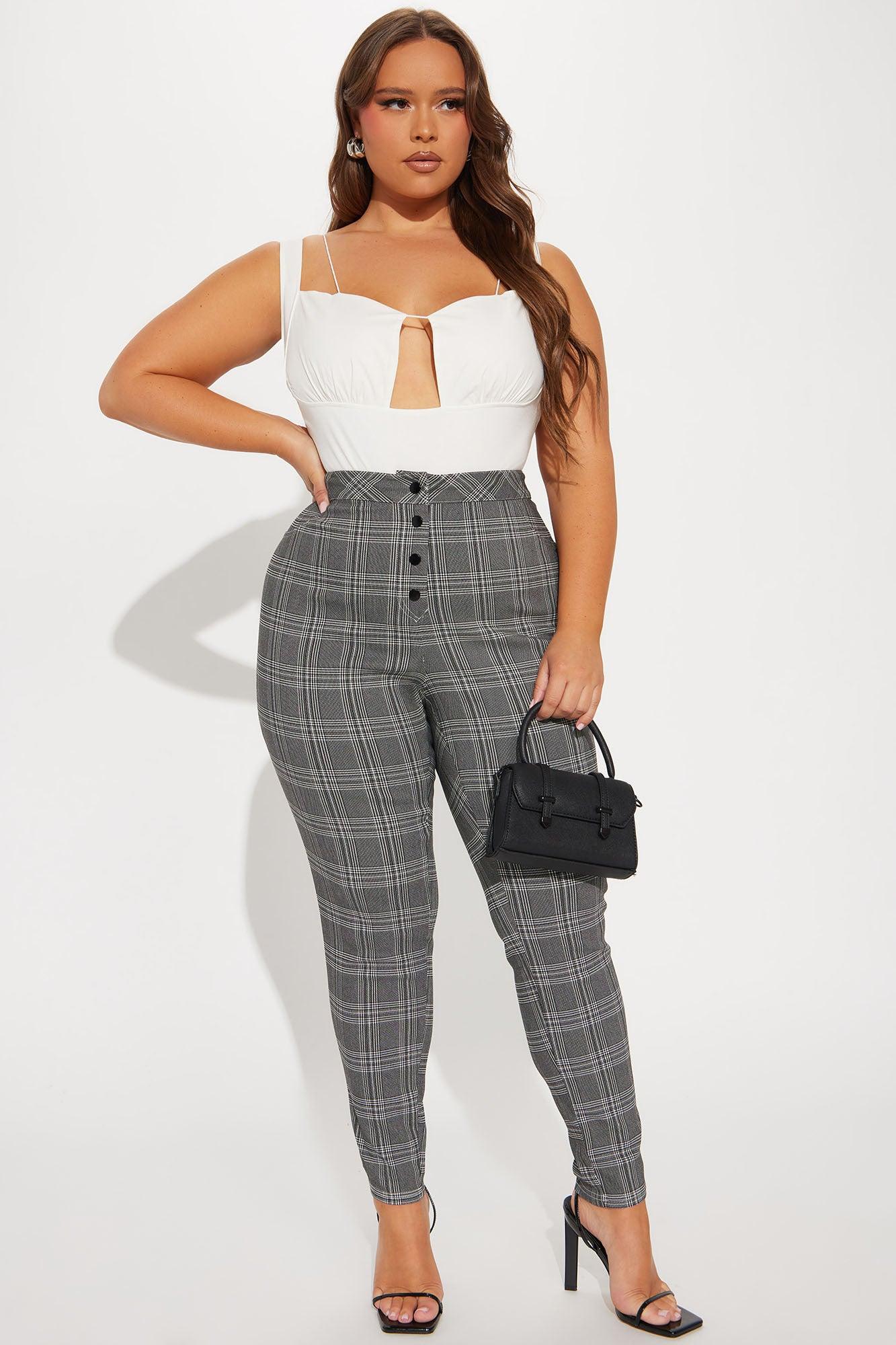 Chasity Plaid Pant - Black/White Product Image