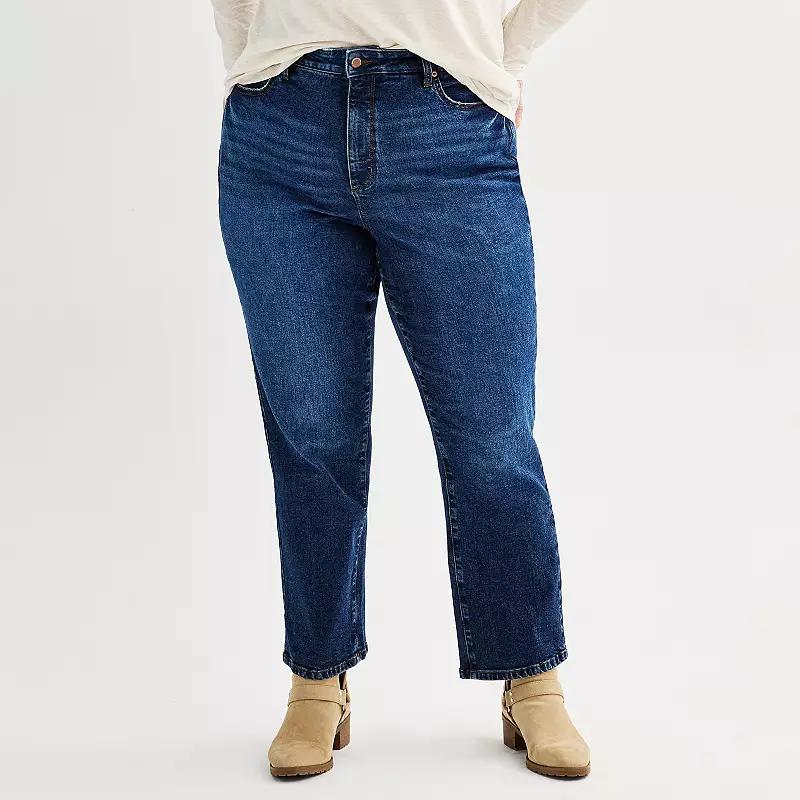 Plus Size Sonoma Goods For Life® High Rise Straight Jeans, Women's, Size: 18 W, Dark Blue Product Image