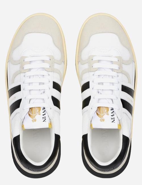 LANVIN Black And White Leather Clay Low Mesh Sneakers Product Image