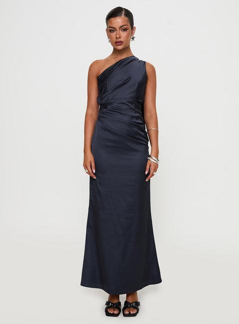 Dulcia One Shoulder Maxi Dress Blue Product Image