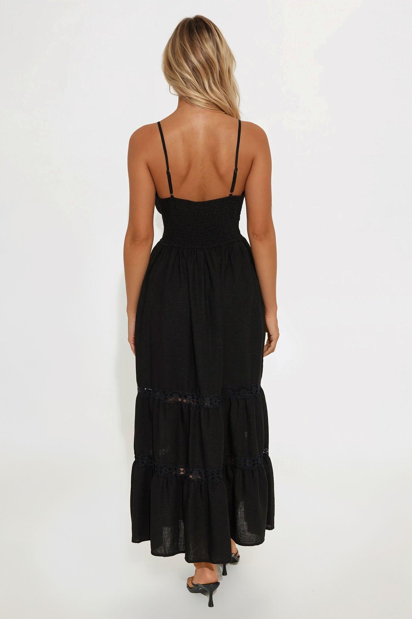 Tahlia Linen Midi Dress - Black Female Product Image