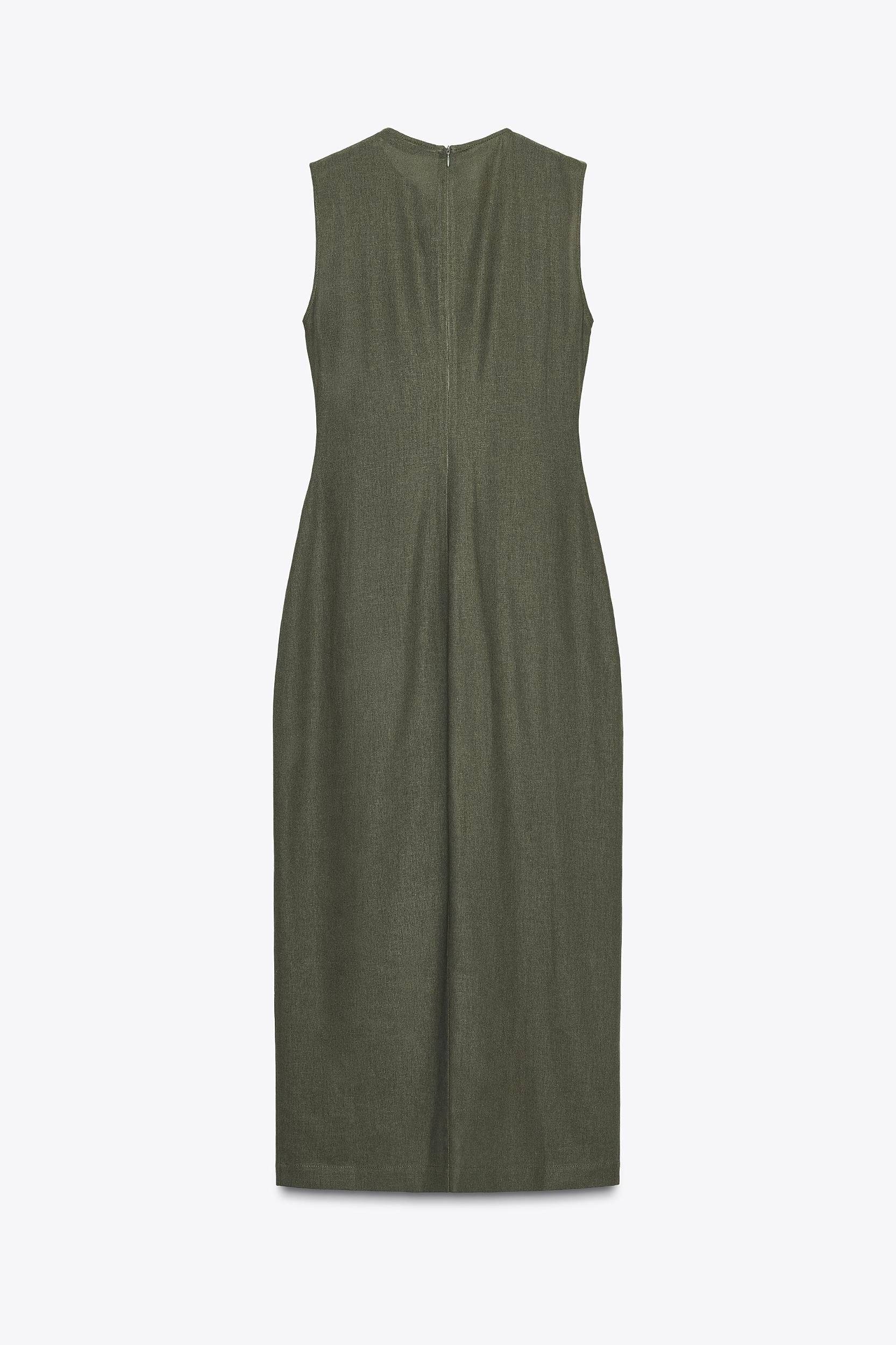 LINEN BELTED MIDI DRESS Product Image