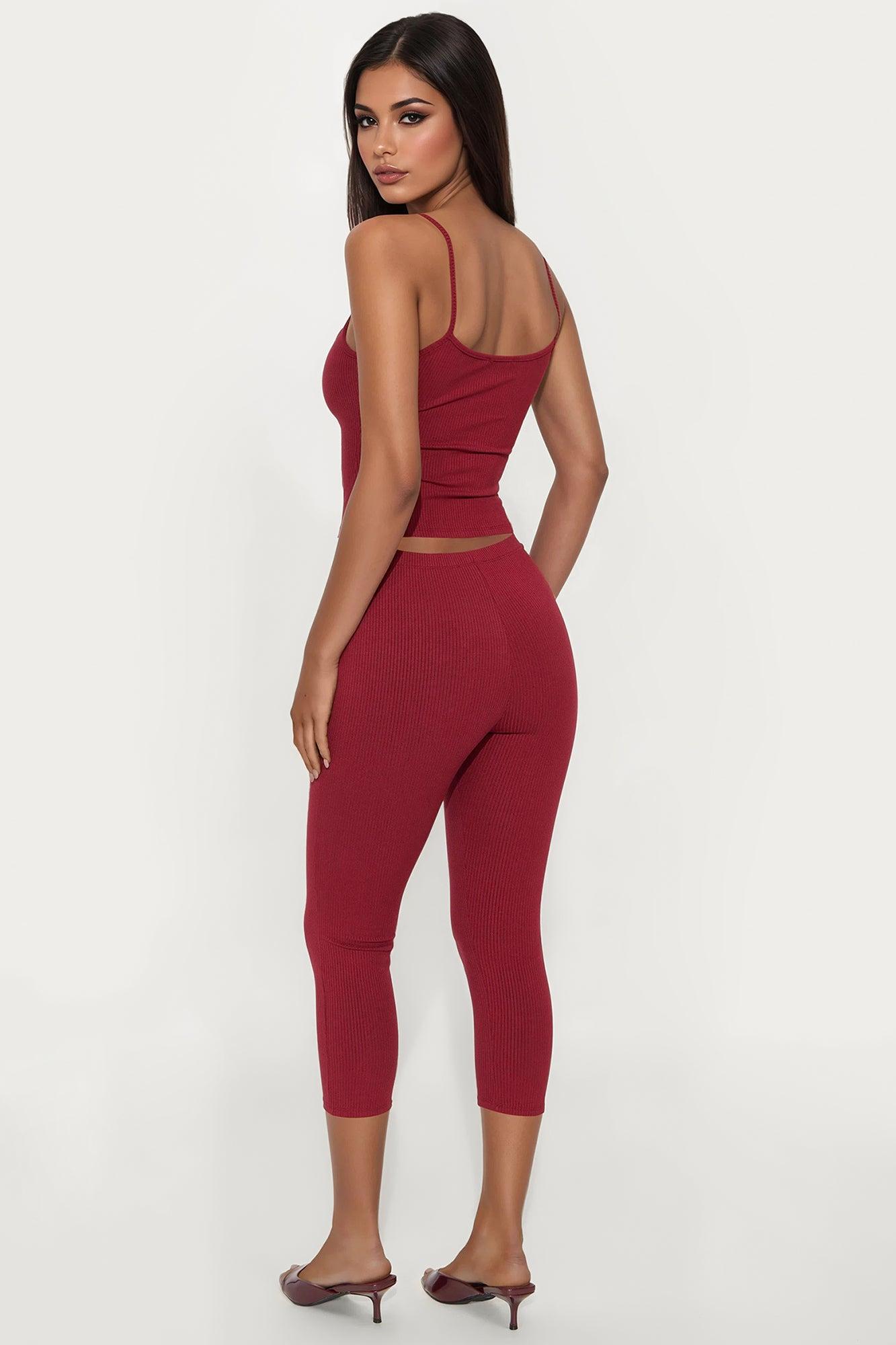 Stirling Snatched Capri Pant Set - Burgundy Female Product Image