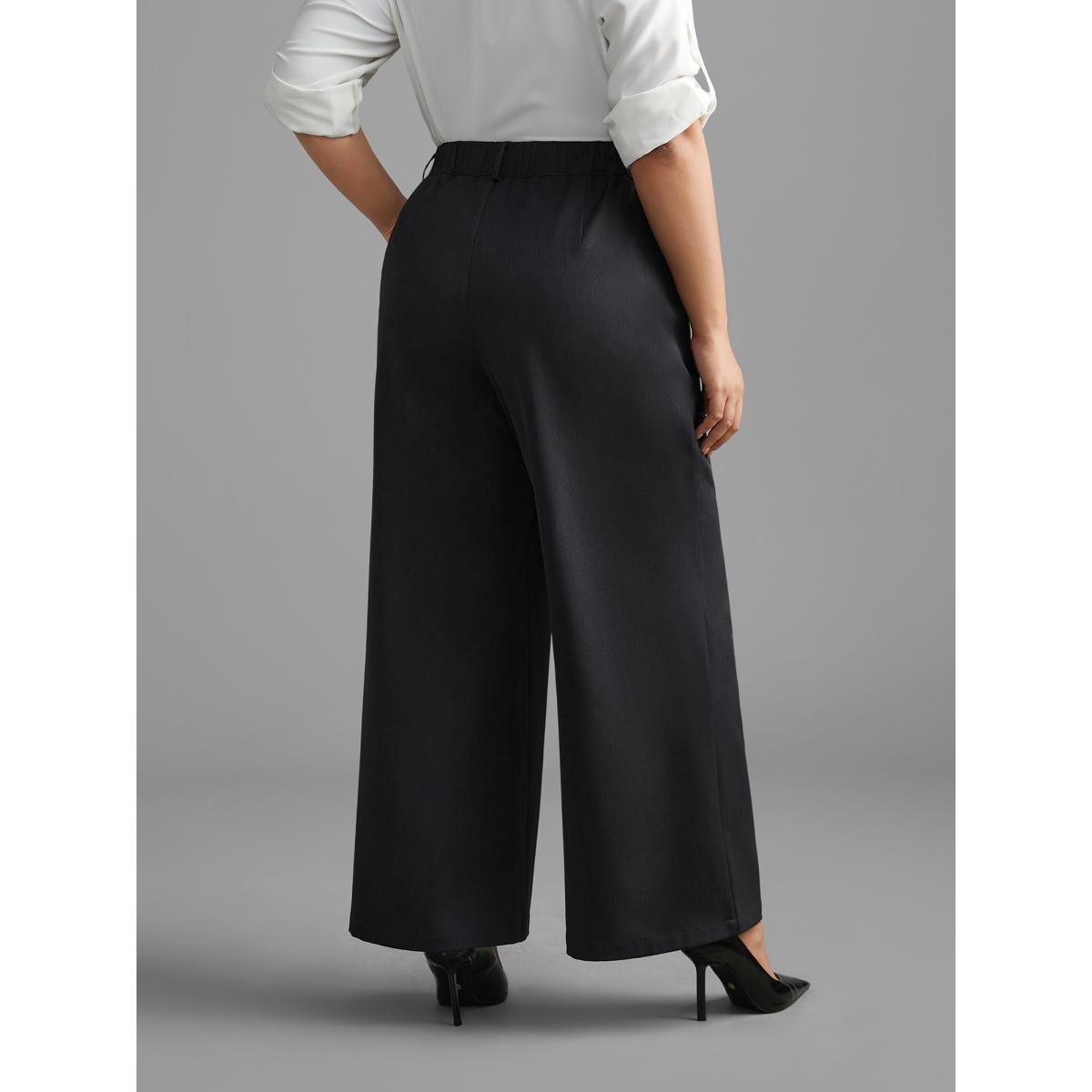 Plus Size Stretchy Woven Button Detail Bootcut Pants Women DimGray Workwear Essentials Bootcut Mid Rise Office Pants BloomChic 18-20/2X Product Image