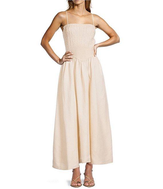 Antonio Melani Essie Linen Blend Square Neck Sleeveless Smocked Dress Product Image