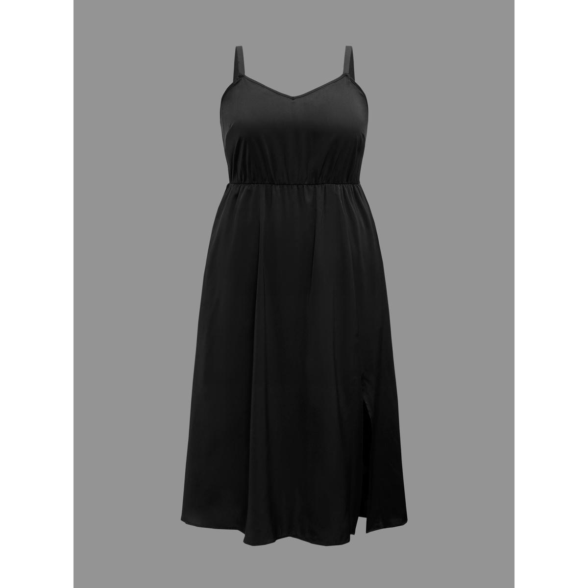 Plus Size Two-Piece Appliques Mesh Shawl Split Hem Dress Black Women Cocktail Texture Round Neck Short sleeve Curvy BloomChic 30/6X Product Image