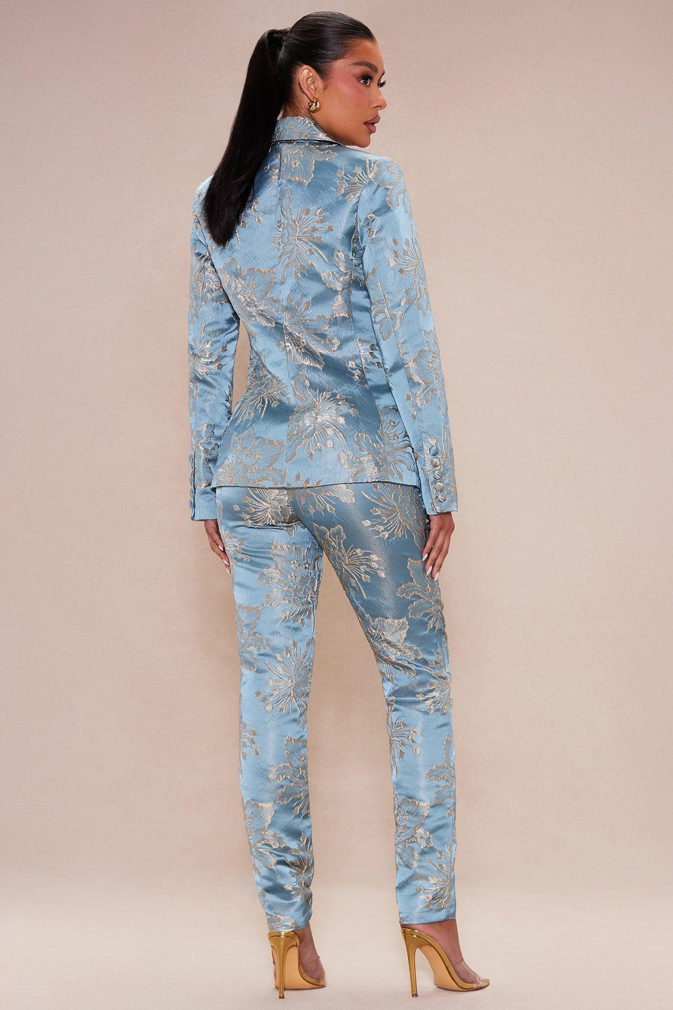 Annika Satin Suit Set - Blue Product Image