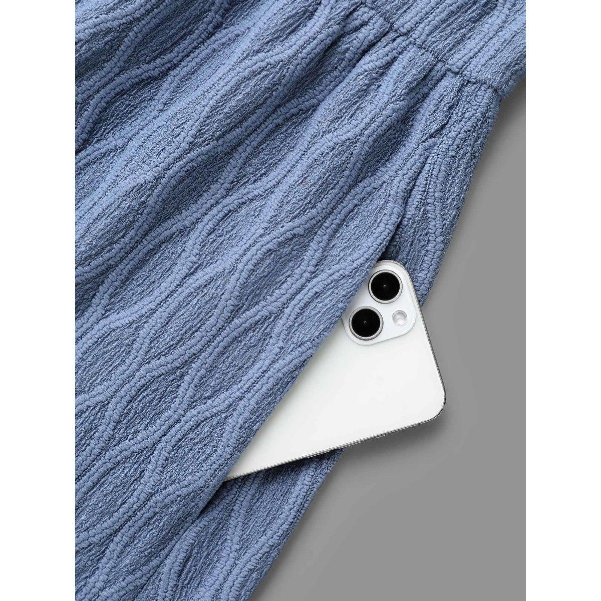 Plus Size Textured Pocketed Collared Midi Dress Stone Women Casual Texture Knit Dresses Bloomchic 22-24/3X Product Image