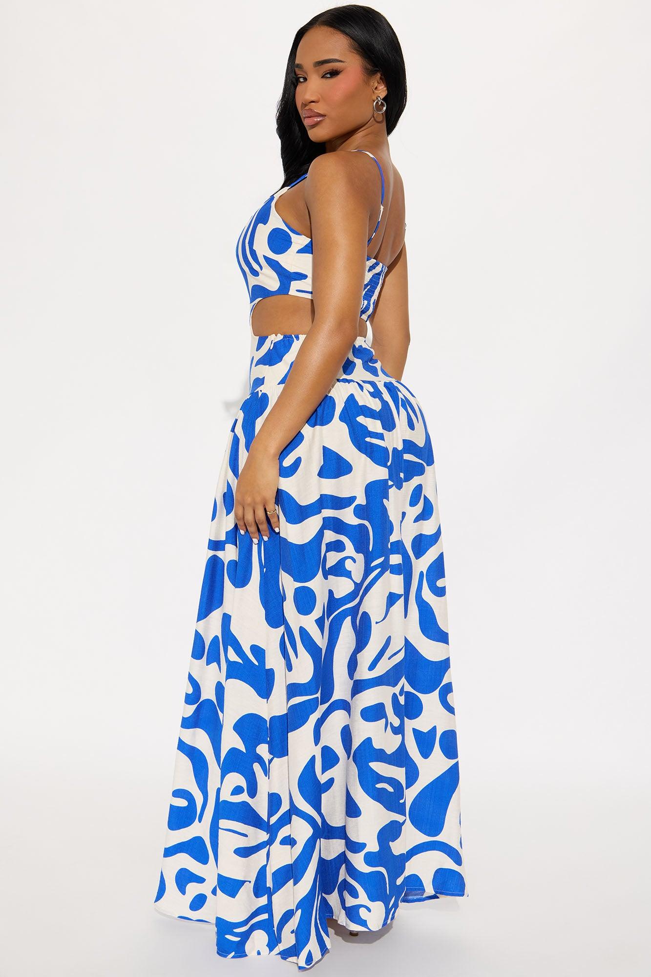 Miranda Drop Waist Maxi Dress - Royal/combo Product Image