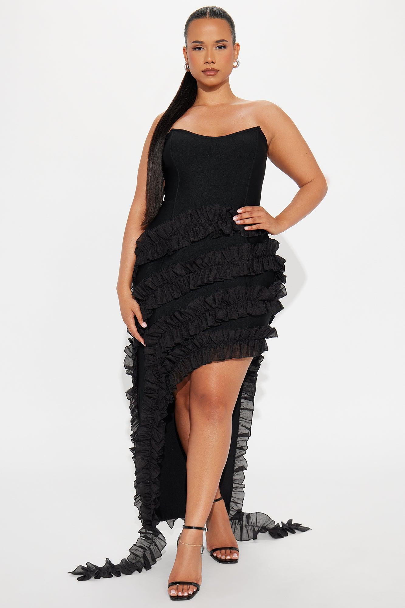 All Mine Ruffle Bandage Maxi Dress - Black Product Image