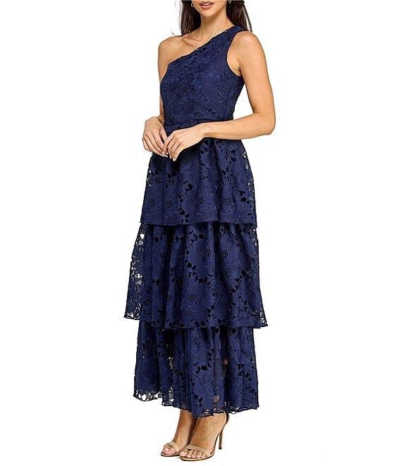 Layered With Love Florence Lace One Shoulder Neck Sleeveless Ruffle Tiered Maxi Dress Product Image