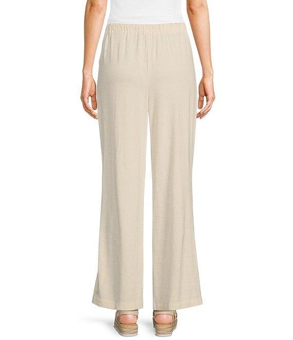 Honey & Sparkle Washed Linen Mid Rise Elastic Waist Flat Front Pants Product Image