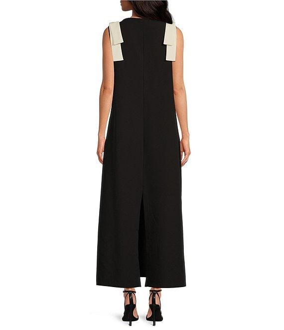 Abbey Glass Michelle High Boat Neck Sleeveless Bow Shoulder Detail Shift Dress Product Image