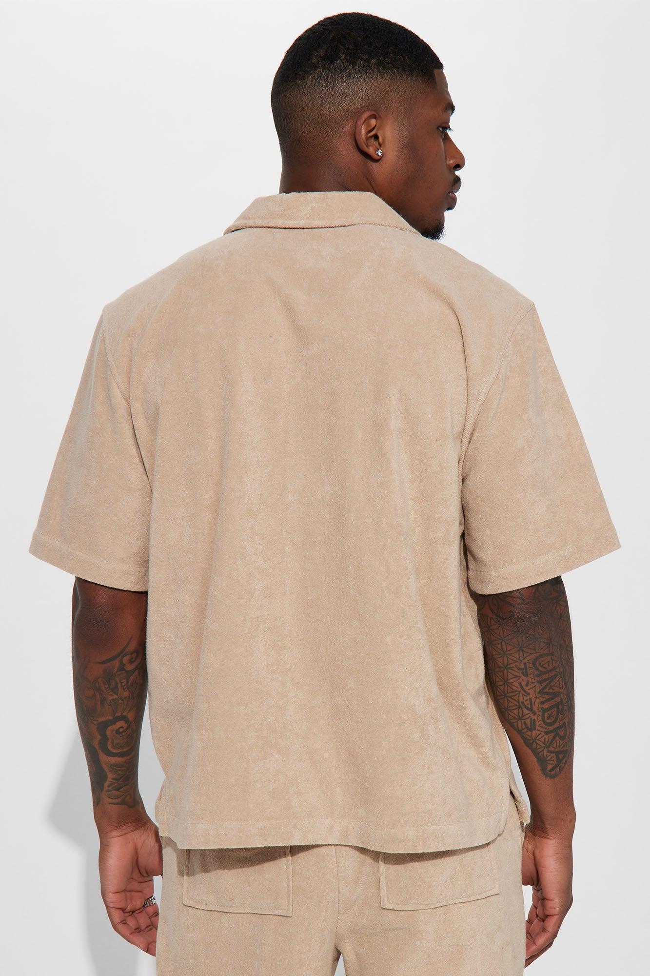 Dipped Terry Short Sleeve Cuban Shirt - Sand Product Image