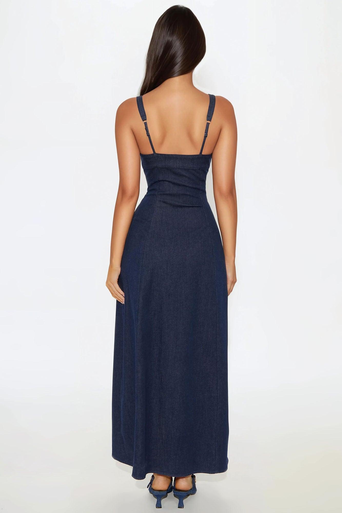 Mira Denim Maxi Dress - Dark Wash Product Image