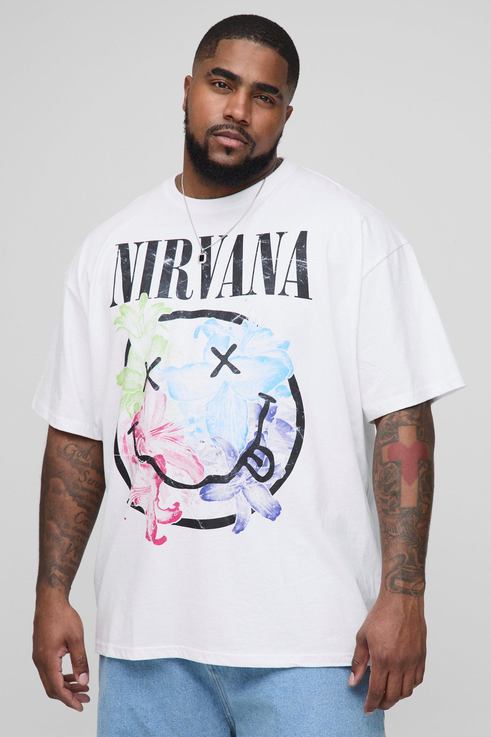 Plus Oversized Nirvana License Print T-Shirt | boohooMAN USA Product Image