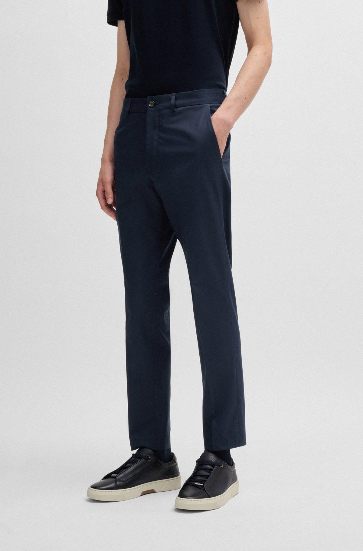 Slim-fit trousers in stretch cotton with silk Product Image